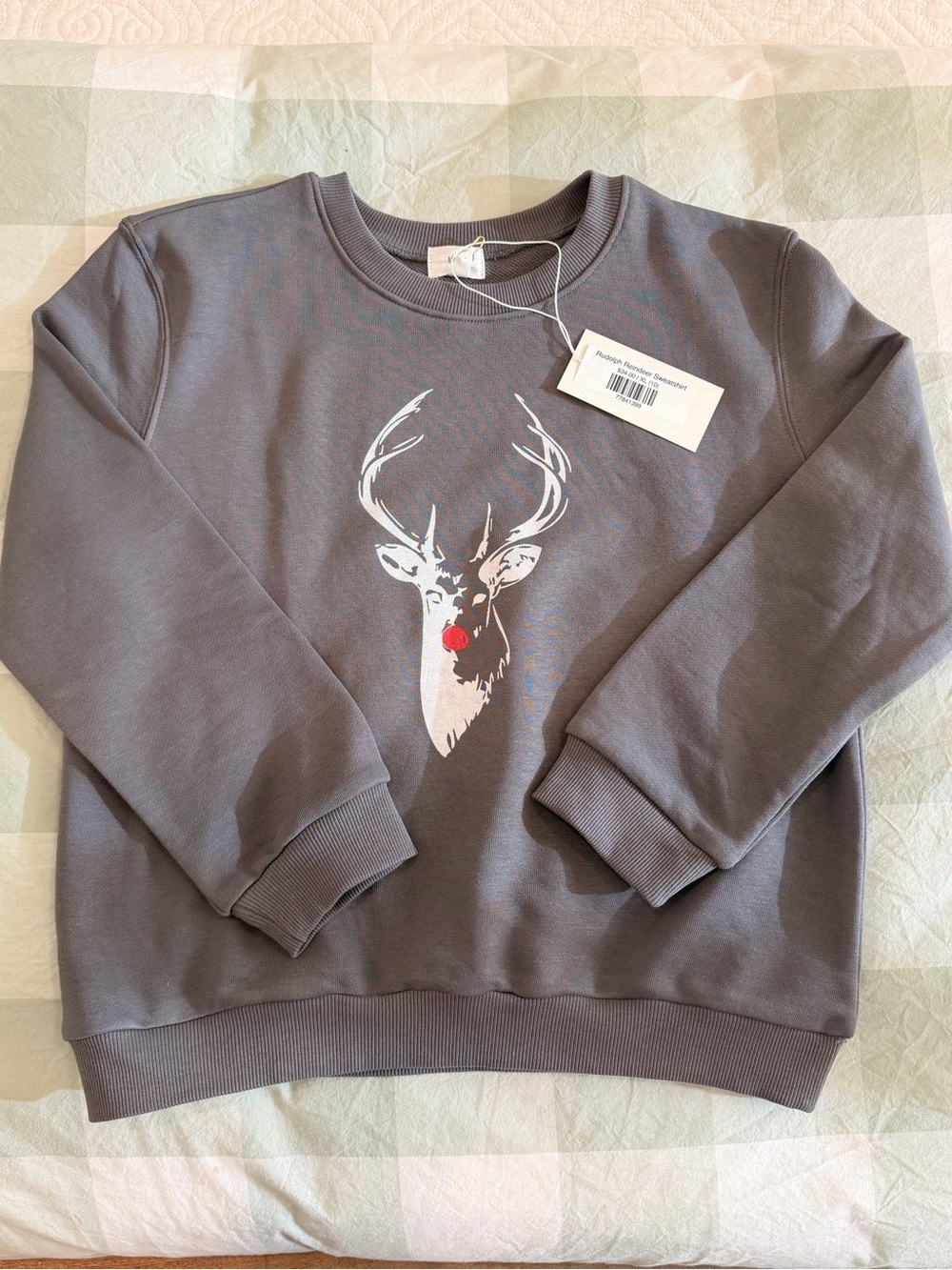 Boy’s Gray Deer Graphic Sweatshirt with Red Accent